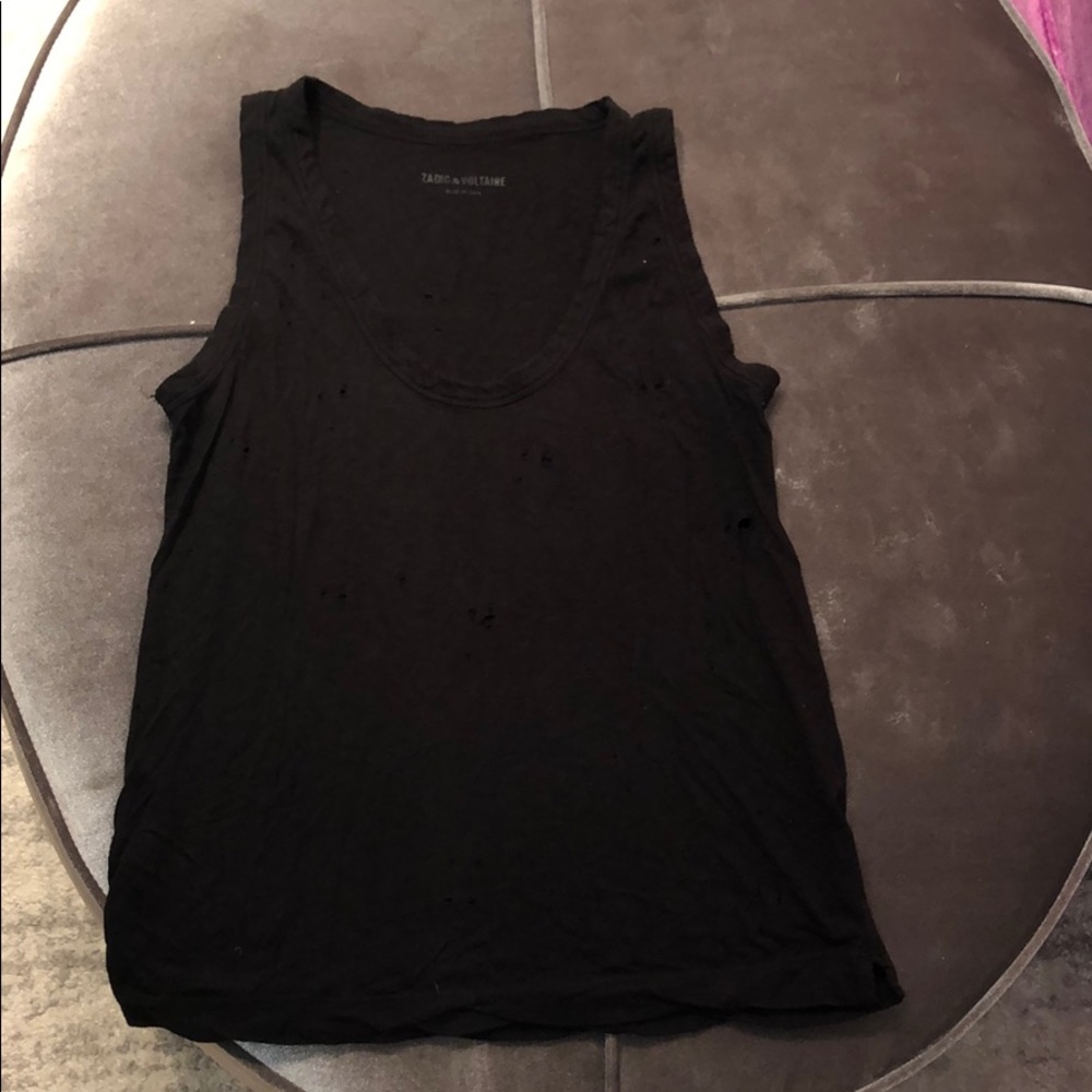 Black Distressed Zadig Tank